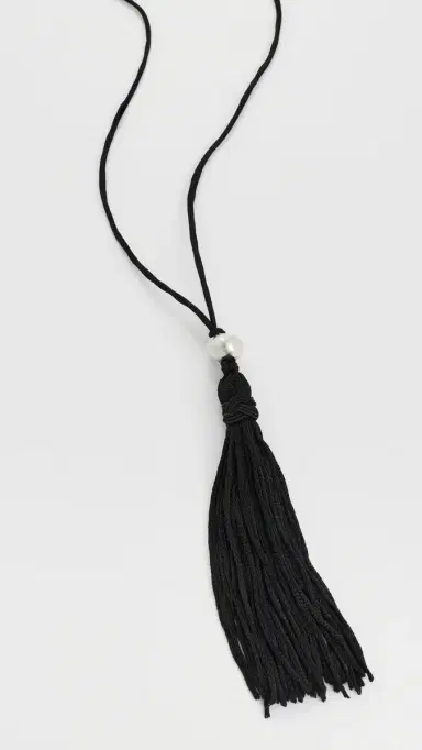 SHASHI Maxine Tassel Necklace Black One Size | Thumbnail 2