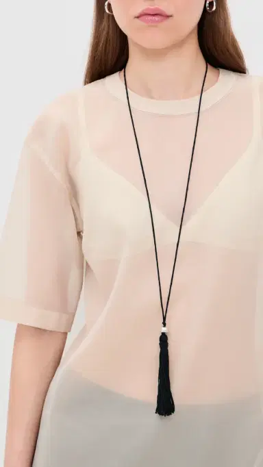 SHASHI Maxine Tassel Necklace Black One Size | Thumbnail 3