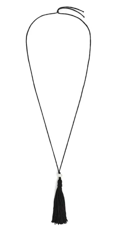 SHASHI Maxine Tassel Necklace Black One Size | Thumbnail 1