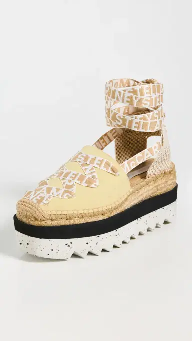Stella McCartney Gaia Canvas Espadrilles with Logo Ribbon Banana | Thumbnail 2 Stella McCartney Gaia Canvas Espadrilles with Logo Ribbon Banana | Thumbnail 2