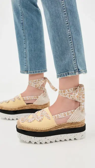 Stella McCartney Gaia Canvas Espadrilles with Logo Ribbon Banana | Thumbnail 5 Stella McCartney Gaia Canvas Espadrilles with Logo Ribbon Banana | Thumbnail 5