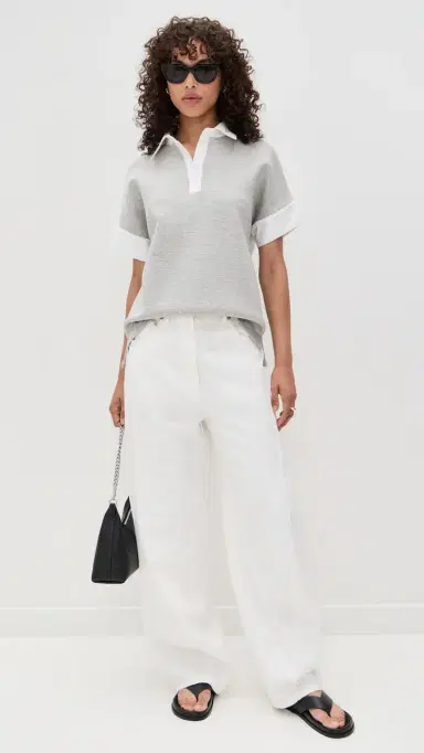 English Factory Scuba Collar Sweatshirt Heather Grey/White | Thumbnail 5
