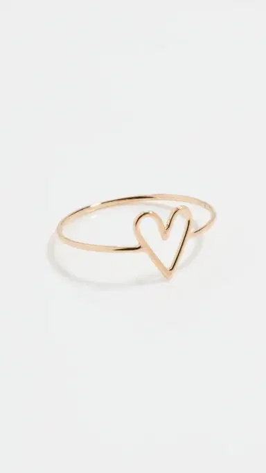 Zoë Chicco 14k Gold Tiny Open Heart Vertical Ring 14k Yellow Gold | Thumbnail 2