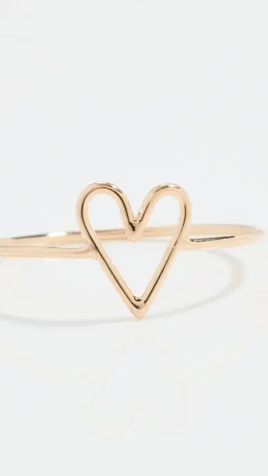 Zoë Chicco 14k Gold Tiny Open Heart Vertical Ring 14k Yellow Gold | Thumbnail 4