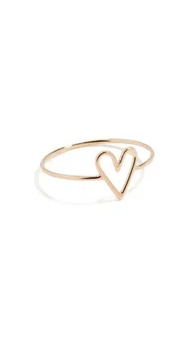 Zoë Chicco 14k Gold Tiny Open Heart Vertical Ring 14k Yellow Gold | Thumbnail 6