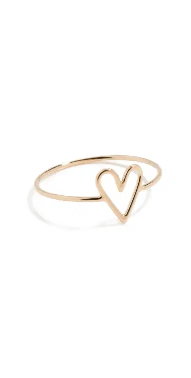Zoë Chicco 14k Gold Tiny Open Heart Vertical Ring 14k Yellow Gold | Thumbnail 1