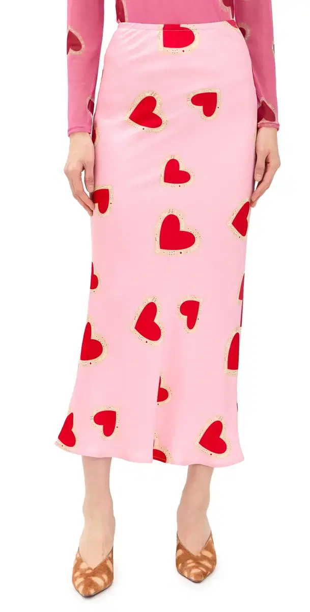 Pink Hearts Dorris Skirt Pink