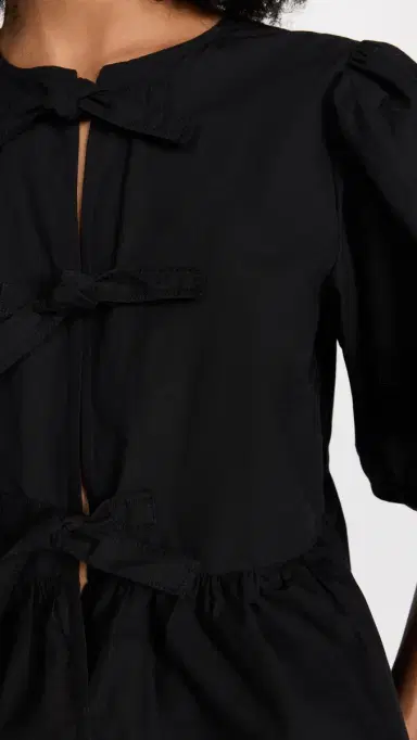 GANNI Cotton Poplin Peplum Blouse Black | Thumbnail 6