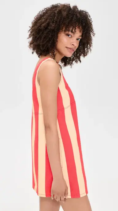 SIMONMILLER Sahara Striped Denim ini Dress Venetian Red Stripe | Thumbnail 4