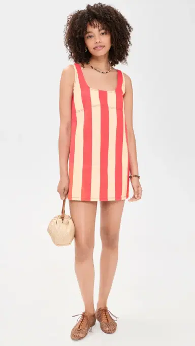 SIMONMILLER Sahara Striped Denim ini Dress Venetian Red Stripe | Thumbnail 5