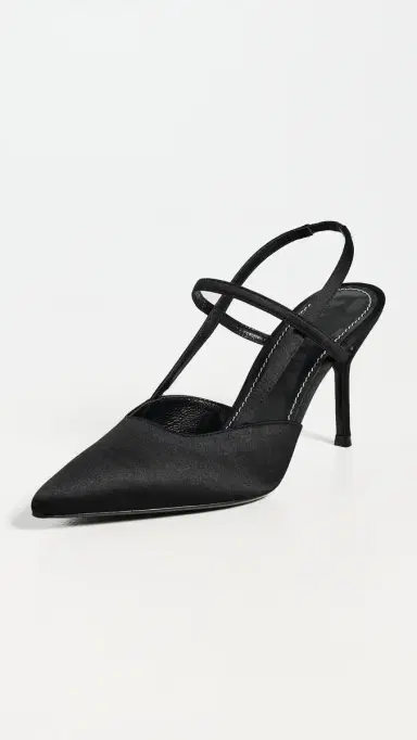 STAUD Sebastian High Heel Slingbacks Black Satin | Thumbnail 2