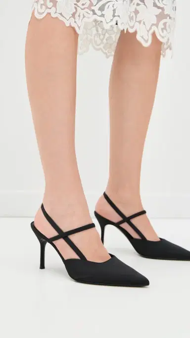 STAUD Sebastian High Heel Slingbacks Black Satin | Thumbnail 3