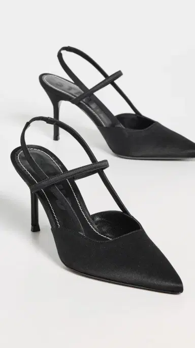 STAUD Sebastian High Heel Slingbacks Black Satin | Thumbnail 5