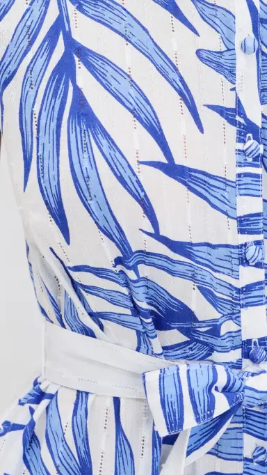 Poupette St Barth Tiered Palm Dress Blue Palm Leaf | Thumbnail 6