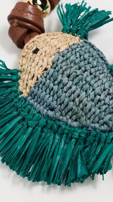Zimmermann Fish Raffia Bag Charm Blue One Size | Thumbnail 4