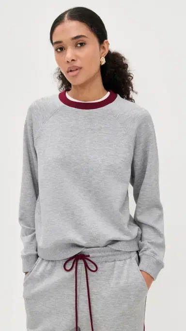 LE BOP Helene Sweatshirt Heather Grey/Merlot M | Thumbnail 2