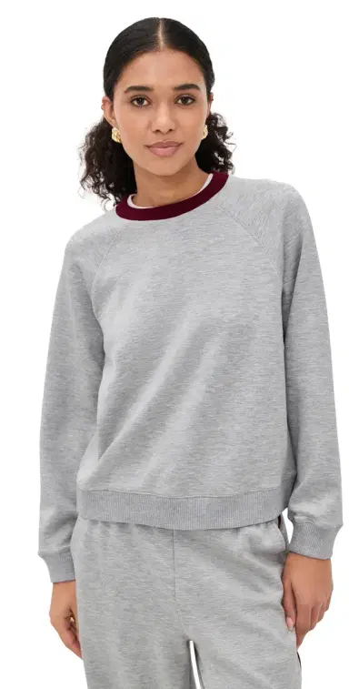 LE BOP Helene Sweatshirt Heather Grey/Merlot M | Thumbnail 1