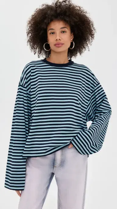 Lioness Bloom Long leeve Tee Navy ea tripe | Thumbnail 2