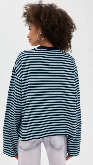 Lioness Bloom Long leeve Tee Navy ea tripe | Thumbnail 3
