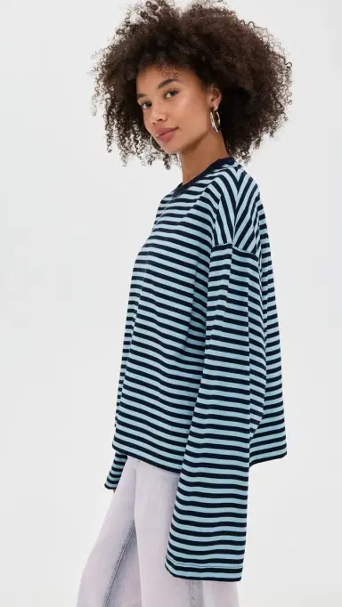 Lioness Bloom Long leeve Tee Navy ea tripe | Thumbnail 4