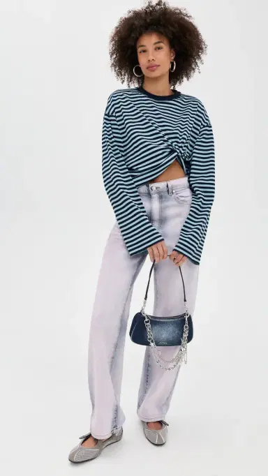 Lioness Bloom Long leeve Tee Navy ea tripe | Thumbnail 5