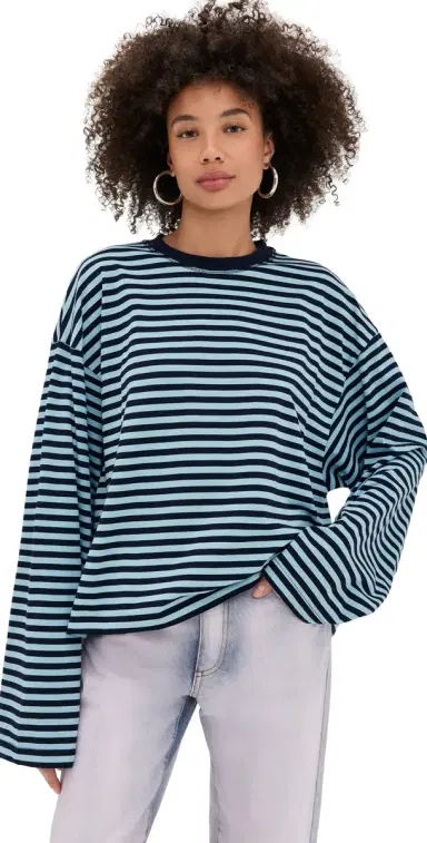Lioness Bloom Long leeve Tee Navy ea tripe | Thumbnail 1