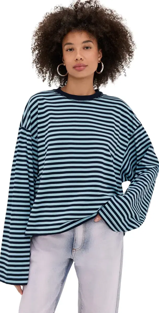 Bloom Long leeve Tee Navy ea tripe