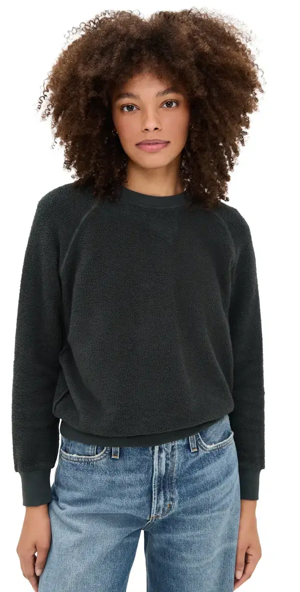 perfectwhitetee The Ziggy Inside Out Fleece Crew Vintage Black