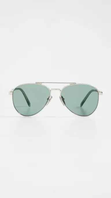 Prada PR A58S Aviator Sunglasses Silver One Size | Thumbnail 2
