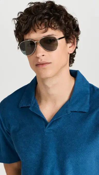 Prada PR A58S Aviator Sunglasses Silver One Size | Thumbnail 4