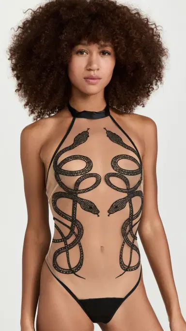 Thistle and Spire Medusa Thong Bodysuit Black | Thumbnail 2