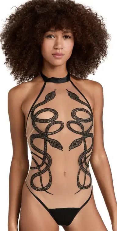Thistle and Spire Medusa Thong Bodysuit Black | Thumbnail 1