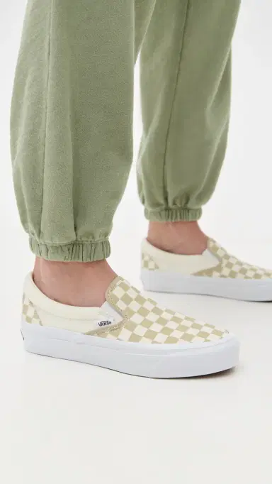 Vans Classic Checkerboard Slip On Sneakers Checkerboard Eucalyptus | Thumbnail 3 Vans Classic Checkerboard Slip On Sneakers Checkerboard Eucalyptus | Thumbnail 3