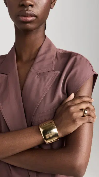 Kenneth Jay Lane Hinged Cuff Bracelet Gold One Size | Thumbnail 3