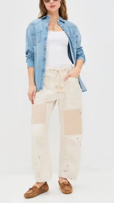 Free People Moxie Barrel Jeans White 25 | Thumbnail 5