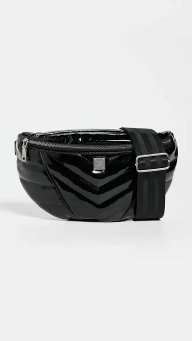 Think Royln Little Runaway Belt Bag Black Patent With Silver Hardware | Thumbnail 2