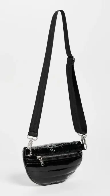 Think Royln Little Runaway Belt Bag Black Patent With Silver Hardware | Thumbnail 4
