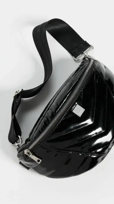 Think Royln Little Runaway Belt Bag Black Patent With Silver Hardware | Thumbnail 5