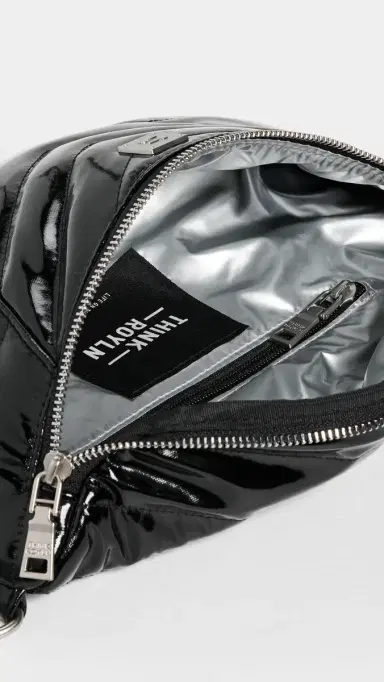 Think Royln Little Runaway Belt Bag Black Patent With Silver Hardware | Thumbnail 6