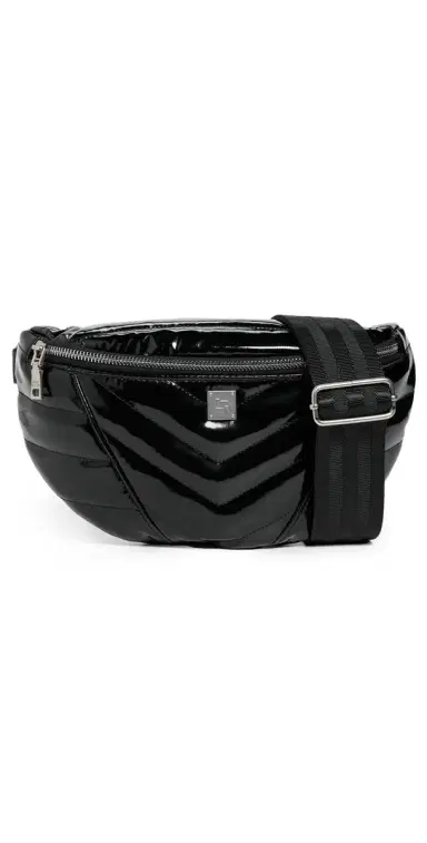 Think Royln Little Runaway Belt Bag Black Patent With Silver Hardware | Thumbnail 1