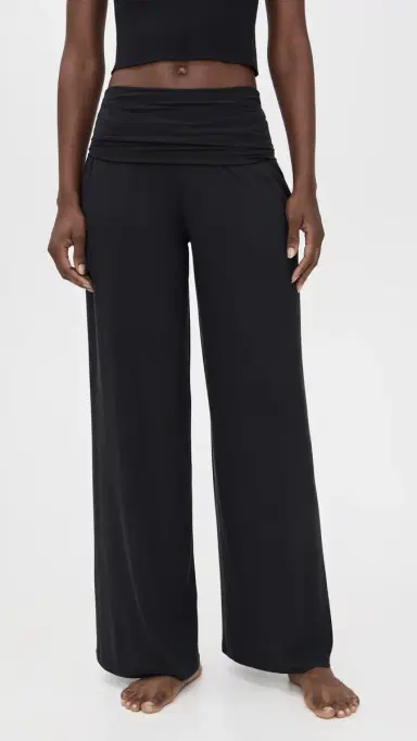 Lunya Soft Modal Rib Fold Over Pants Black | Thumbnail 2 Lunya Soft Modal Rib Fold Over Pants Black | Thumbnail 2