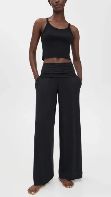 Lunya Soft Modal Rib Fold Over Pants Black | Thumbnail 5 Lunya Soft Modal Rib Fold Over Pants Black | Thumbnail 5