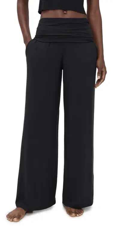 Lunya Soft Modal Rib Fold Over Pants Black | Thumbnail 1 Lunya Soft Modal Rib Fold Over Pants Black | Thumbnail 1