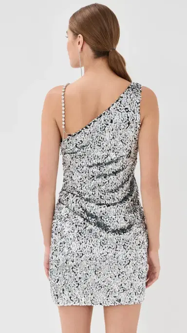 AREA Crystal Strap Sequin Mini Dress Silver | Thumbnail 3 AREA Crystal Strap Sequin Mini Dress Silver | Thumbnail 3