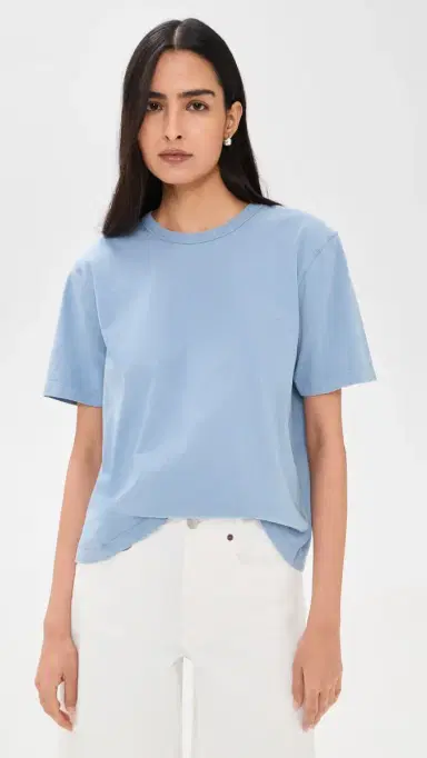 La Ligne Short Sleeve Boyfriend Tee Garment Wash Chambray | Thumbnail 2 La Ligne Short Sleeve Boyfriend Tee Garment Wash Chambray | Thumbnail 2
