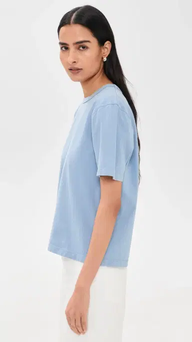La Ligne Short Sleeve Boyfriend Tee Garment Wash Chambray | Thumbnail 4 La Ligne Short Sleeve Boyfriend Tee Garment Wash Chambray | Thumbnail 4