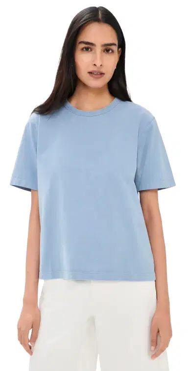 La Ligne Short Sleeve Boyfriend Tee Garment Wash Chambray | Thumbnail 1 La Ligne Short Sleeve Boyfriend Tee Garment Wash Chambray | Thumbnail 1
