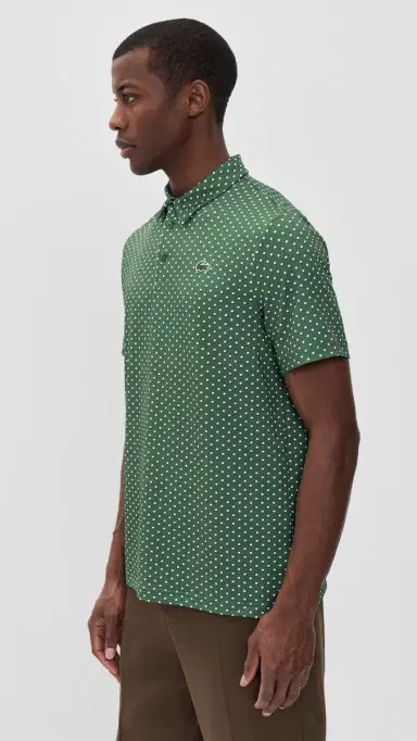 Lacoste Printed Performance Polo Green/White S | Thumbnail 4