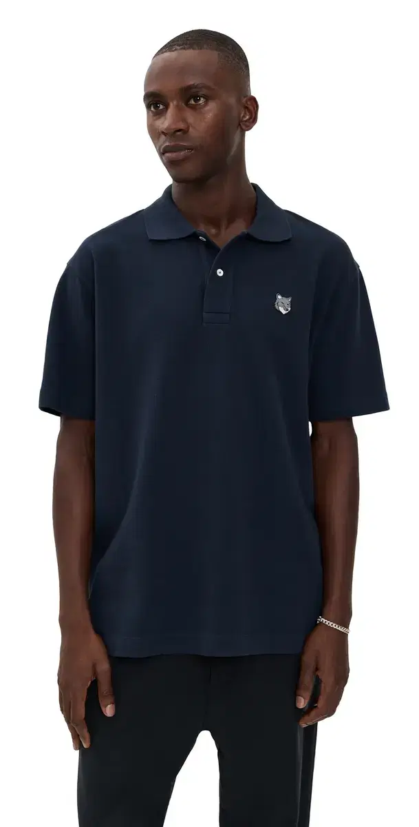 Grey Fox Head Patch Comfort Polo Classic Navy