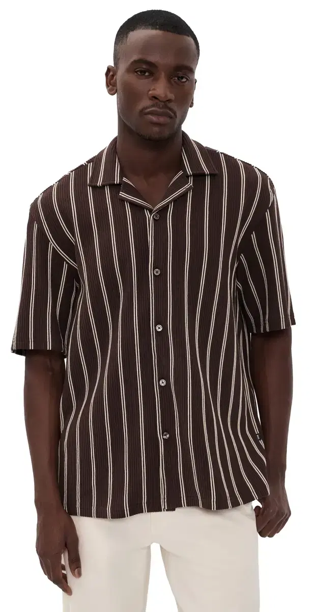 Ribbed Camp Shirt Dark Brown